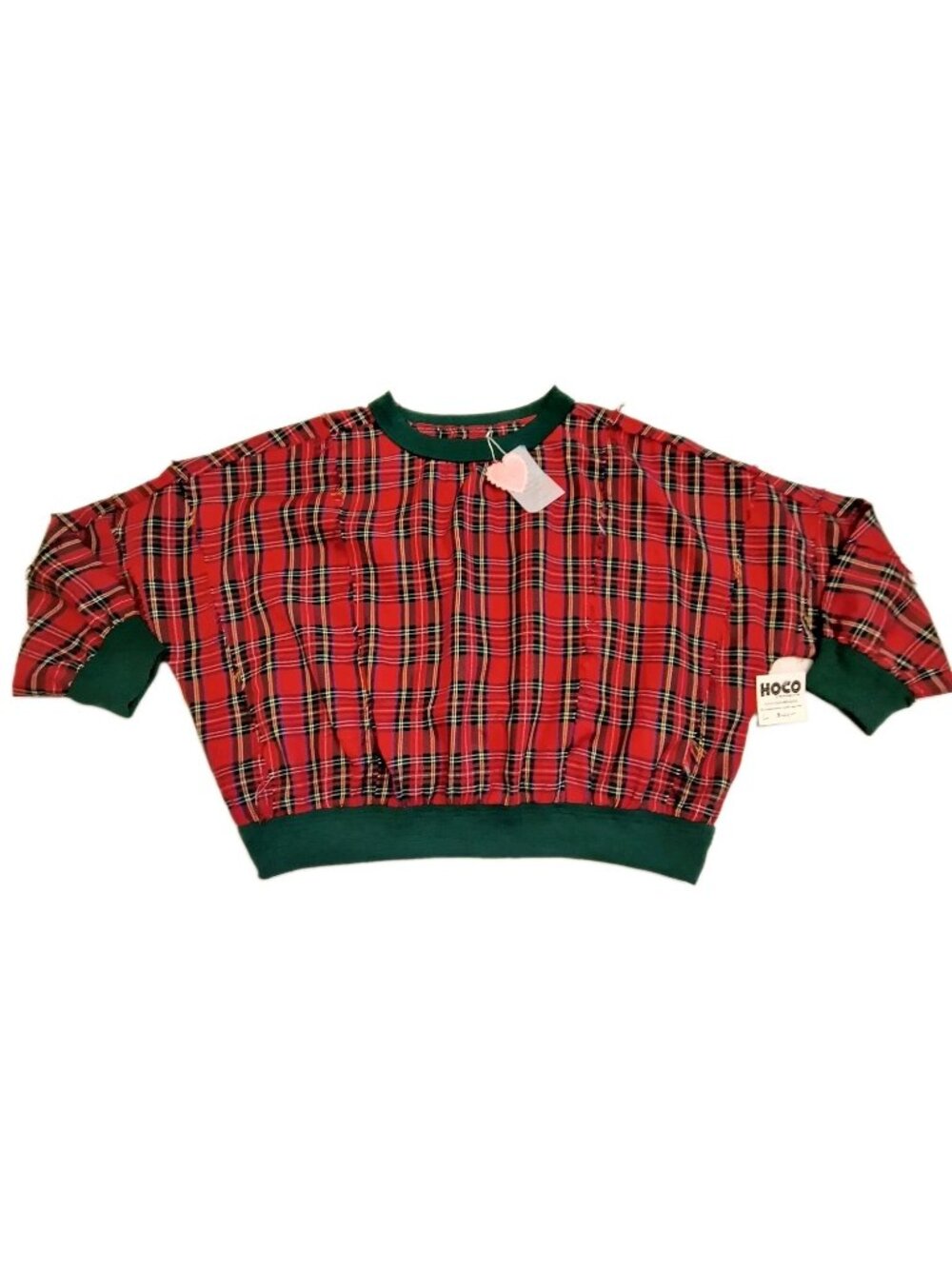 LovLov Plaid Oversized Top Blouse Christmas Design Women Style Boho Size L